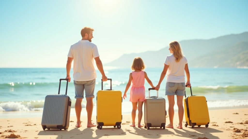 Rodina cestující v létě