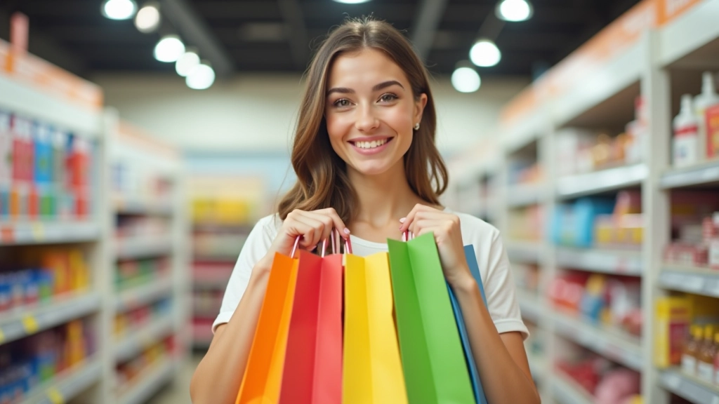 Nákupní tašky plné školních potřeb v obchodě